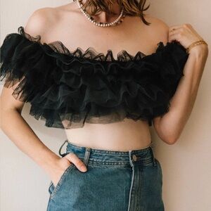 Free People birthday cake tulle cami NWT size large in black